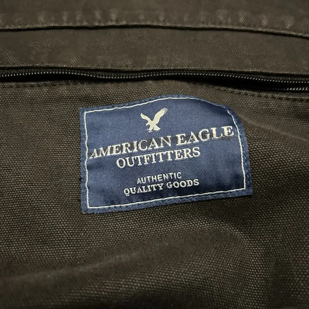 American Eagle Men’s Y2K Messenger Bag Canvas And Leather Vintage